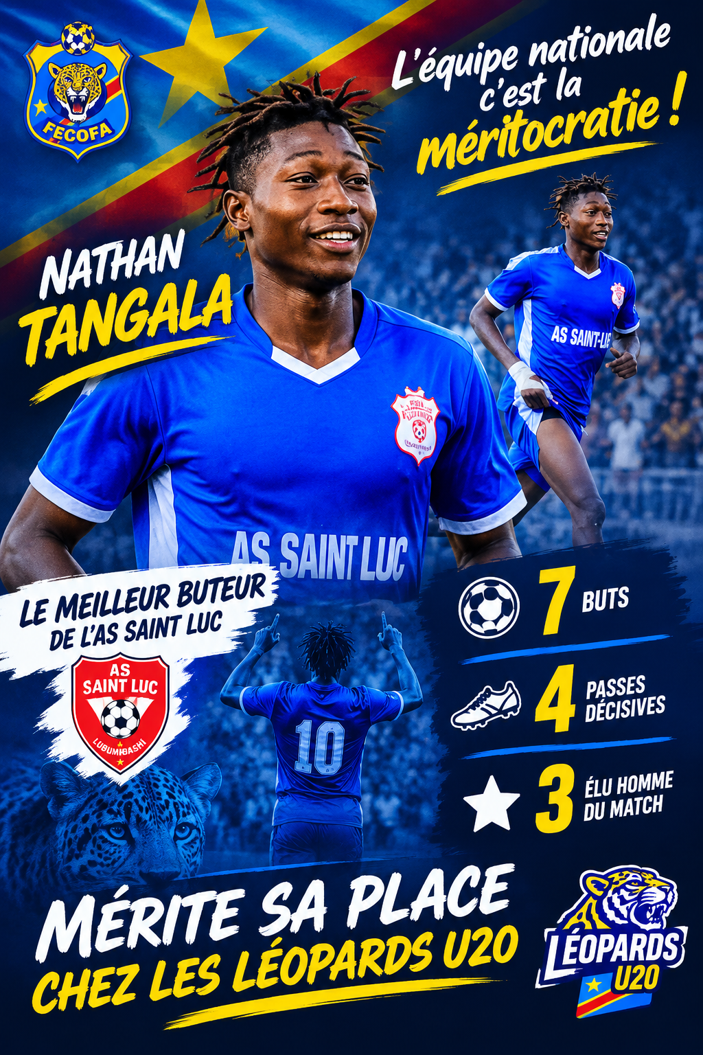 Léopards U20 : Nathan Tangala, un talent ignoré malgré des performances remarquables ?